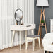 HOMCOM Dressing Table With Round Mirror White