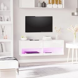 Homcom TV Stand High Gloss White