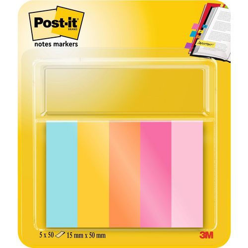 Post-it Notes Markers Page Markers Blue, Orange, Pink, Yellow 5 Pads of 50 Sheets