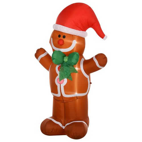 HOMCOM Christmas Gingerbread Man Inflatable Multicolour 70 x 183 cm