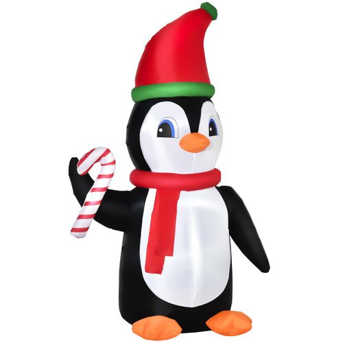 HOMCOM Christmas Penguin and Candy Cane Inflatable Multicolour