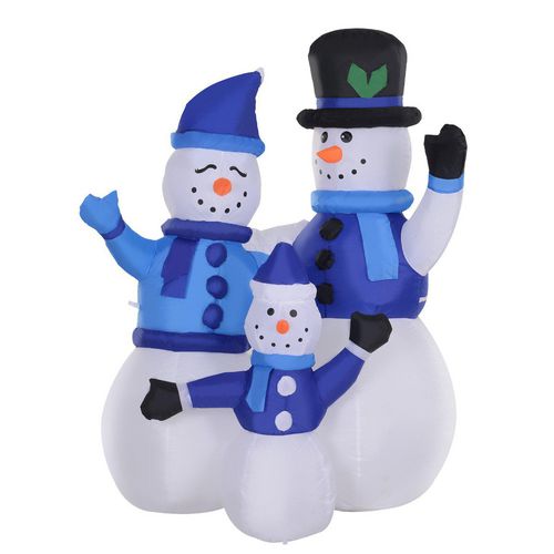 HOMCOM Christmas Snowman Family Inflatable Blue and White 55.5 x 120 cm