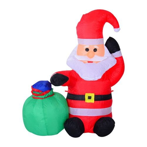 HOMCOM Christmas Santa Claus Inflatable Black 45 x 120 cm