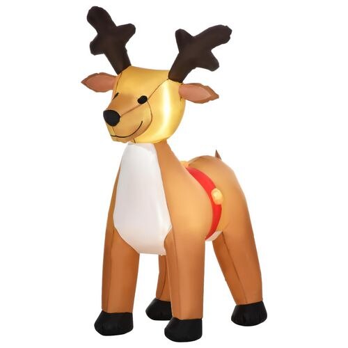 HOMCOM Christmas Reindeer Inflatable Yellow