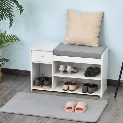 SHOE BENCH W DRAWER WHITE