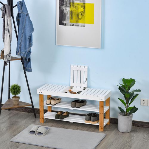 SHOE BENCH 3TIER NAT 90L X 29W X45H