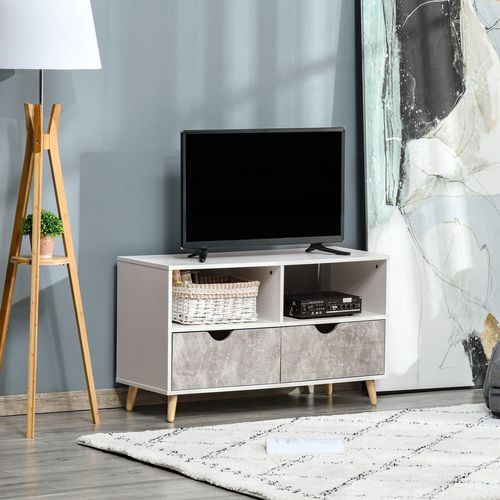 HOMCOM TV Stand with Drawers Fir Gray