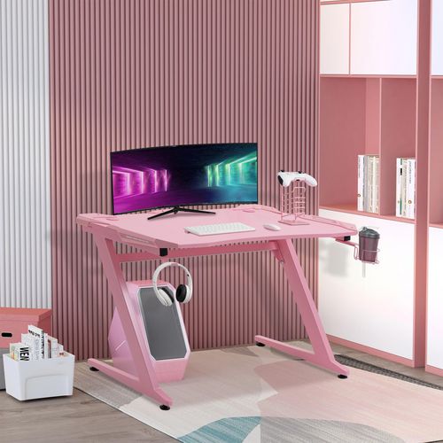 HOMCOM Gaming Desk Pink 660 x 960 mm