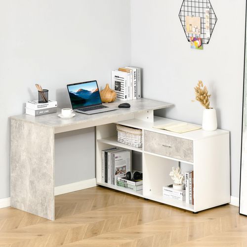 HOMCOM L Shaped Desk Grey 1,300 x 750 mm