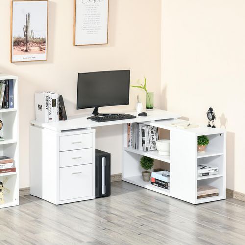 HOMCOM L Shaped Desk White 1,200 x 745 mm