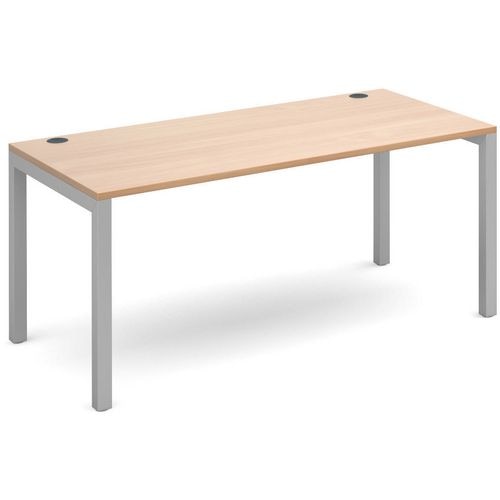 Rectangular Straight Single Desk with Beech Coloured Melamine & Steel Top and Silver Frame 4 Legs Connex 1600 x 800 x 725 mm