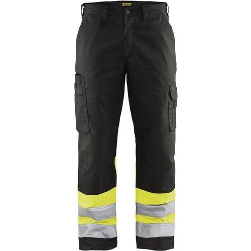 BLÅKLÄDER Trousers 15641811 Cotton, PL (Polyester) Black, Yellow Size 34S