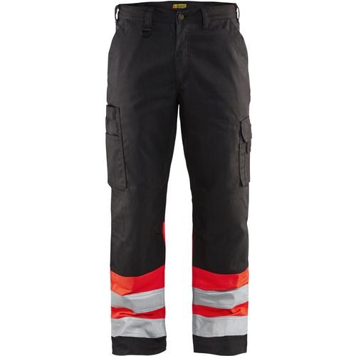 BLÅKLÄDER Trousers 15641811 Cotton, PL (Polyester) Black, Red Size 34R