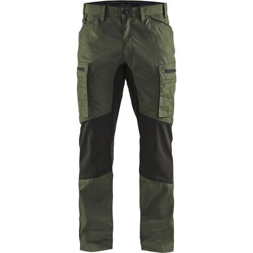 BLÅKLÄDER Trousers 14591845 Cotton, PL (Polyester) Army Green, Black Size 40R