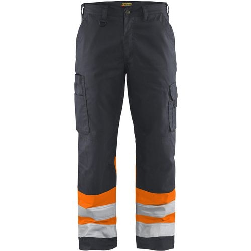 BLÅKLÄDER Trousers 15641811 Cotton, PL (Polyester) Mid Grey, Orange Size 30R