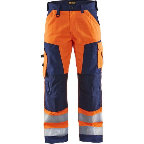 BLÅKLÄDER Trousers 15661811 Cotton, PL (Polyester) Orange, Navy Blue Size 30R