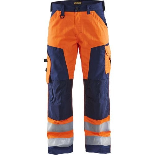 BLÅKLÄDER Trousers 15661811 Cotton, PL (Polyester) Orange, Navy Blue Size 33R