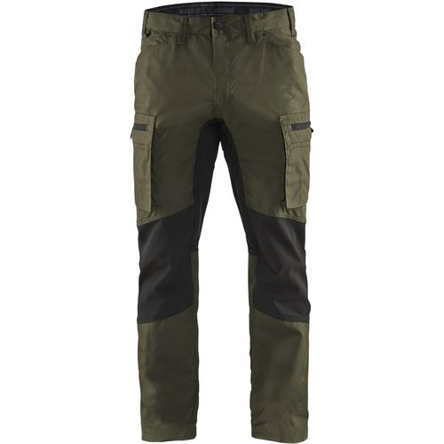 BLÅKLÄDER Trousers 14591845 Cotton, PL (Polyester) Dark Olive Green, Black Size 33R