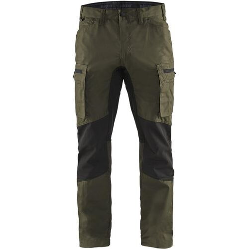 BLÅKLÄDER Trousers 14591845 Cotton, PL (Polyester) Dark Olive Green, Black Size 34R