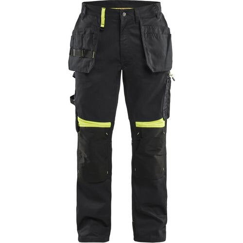 BLÅKLÄDER Trousers 15551860 Cotton, PL (Polyester) Black, Yellow Size 38L