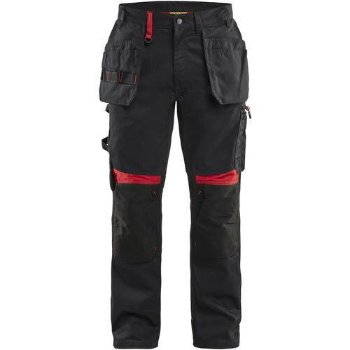 BLÅKLÄDER Trousers 15551860 Cotton, PL (Polyester) Black, Red Size 32L