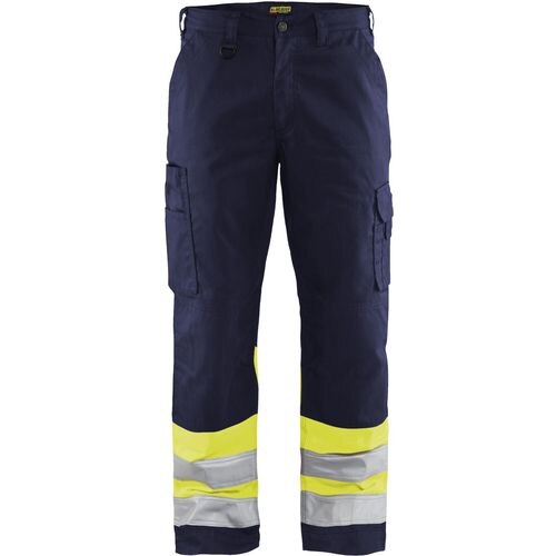 BLÅKLÄDER Trousers 15641811 Cotton, PL (Polyester) Navy Blue, Yellow Size 30R