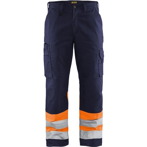 BLÅKLÄDER Trousers 15641811 Cotton, PL (Polyester) Navy Blue, Orange Size 36R