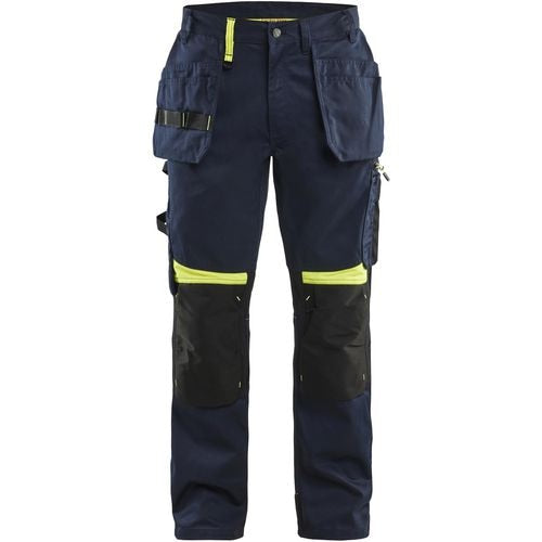 BLÅKLÄDER Trousers 15551860 Cotton, PL (Polyester) Dark Navy Blue, Yellow Size 34L