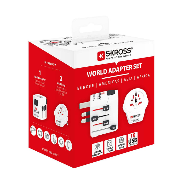 Skross The powerful 3-pole world travel adapter for travellers from all over the world with USB port