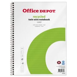 Office Depot Notebook A4+ Ruled Spiral Bound Paper Soft Cover White Perforated Recycled 160 Pages 80 Sheets