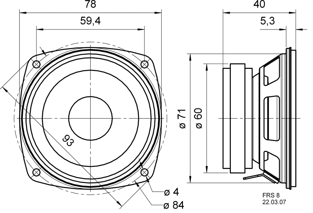 Visaton FRS 8 - 8 Ohm - 8 cm (3.3&quot;) HiFi fullrange driver