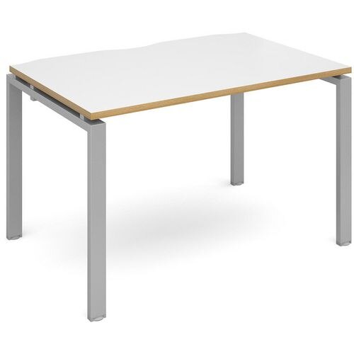 Dams International Rectangular Single Desk with White Melamine Top and Silver Frame 4 Legs Adapt II 1200 x 800 x 725mm