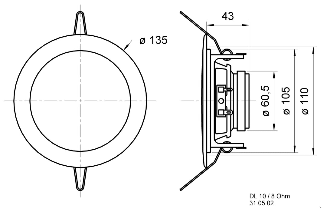 Visaton DL 10 - 8 Ohm - 10 cm (4&quot;) ceiling-mounted speaker