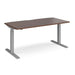 Elev8 Rectangular Sit Stand Single Desk with Walnut Melamine Top and Silver Frame 2 Legs Touch 1600 x 800 x 675 - 1300 mm