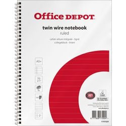 Office Depot Notebook A5+ Ruled Spiral Bound Paper Soft Cover White Perforated 160 Pages 80 Sheets