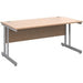 Rectangular Straight Desk with Beech Coloured MFC Top and Silver Frame Cantilever Legs Momento 1600 x 800 x 725 mm