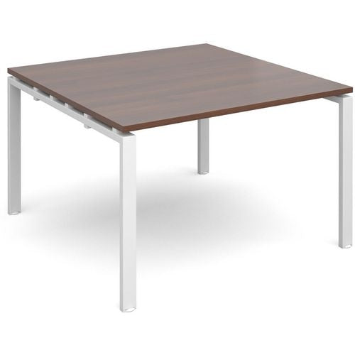 Dams International Square Boardroom Table with Walnut Coloured MFC & Aluminium Top and White Frame EBT1212-WH-W 1200 x 1200 x 725 mm