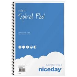 Niceday Notepad A4 Ruled Spiral Bound Paper Soft Cover Blue 100 Pages 50 Sheets Pack of 5