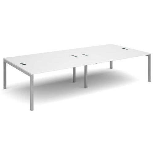 Dams International Rectangular Double Back to Back Desk with White Melamine Top and Silver Frame 4 Legs Connex 3200 x 1600 x 725mm