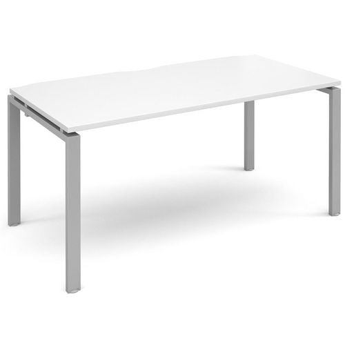 Rectangular Single Desk with White Melamine Top and Silver Frame 4 Legs Adapt II 1600 x 800 x 725mm