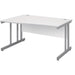 Freeform Left Hand Design Wave Desk with White MFC Top and Silver Frame Adjustable Legs Momento 1400 x 990 x 725 mm