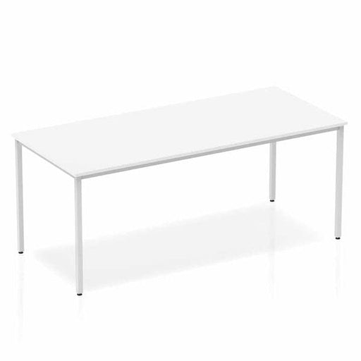 Dynamic Rectangular Straight Table White MFC Box Frame Leg Silver Frame Impulse 1800 x 800 x 725mm