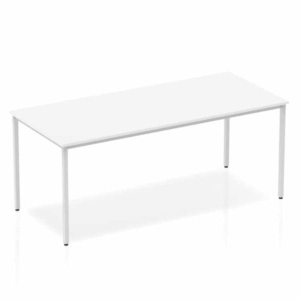 Dynamic Rectangular Straight Table White MFC Box Frame Leg Silver Frame Impulse 1800 x 800 x 725mm