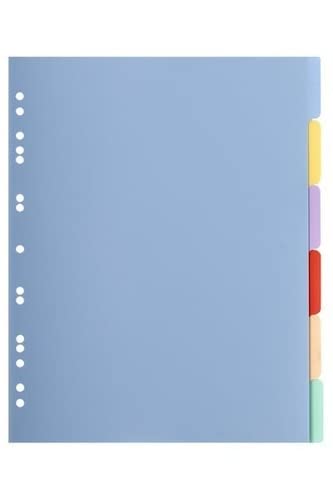 Exacompta Blank Dividers A4+ Assorted Multicolour 6 Part PP (Polypropylene) 11 Holes 4806E Pack of 25