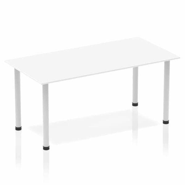 Dynamic Rectangular Straight Table White MFC Post Leg Silver Frame Impulse 1600 x 800 x 725mm