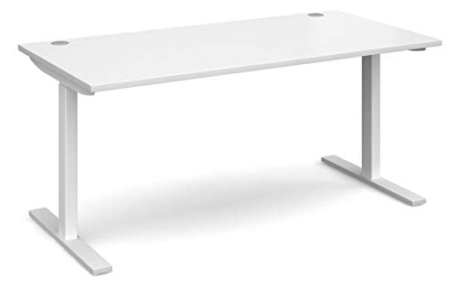 Elev8² Sit Stand Single Desk with White Melamine Top and Silver Frame 2 Legs Mono 1400 x 800 x 675 - 1175 mm