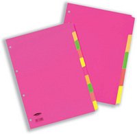 Concord Neon Blank Dividers A4 Assorted Multicolour 5 Part Manilla 11 Holes Pack of 5