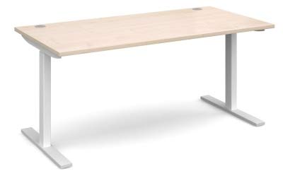 Elev8² Sit Stand Single Desk with Walnut Melamine Top and Silver Frame 2 Legs Mono 1400 x 800 x 675 - 1175 mm