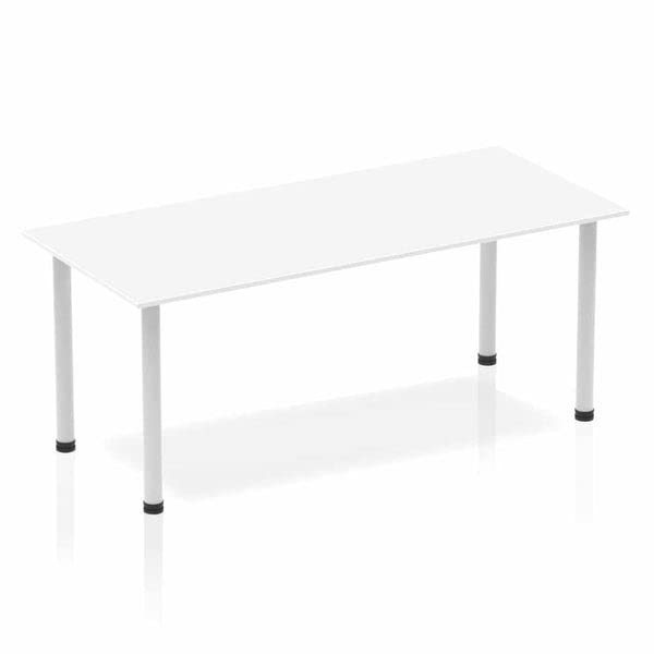 Dynamic Rectangular Straight Table White MFC Post Leg Silver Frame Impulse 1800 x 800 x 725mm