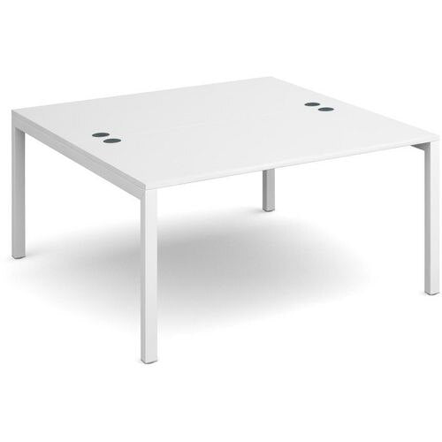 Dams International Rectangular Starter Unit Back to Back Desk with White Melamine Top and White Frame 4 Legs Connex 1400 x 1600 x 725mm